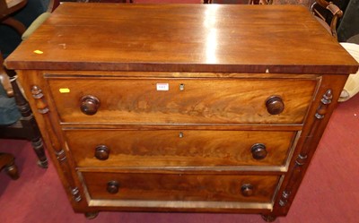 Lot 1422 - A Victorian mahogany low chest of three long...