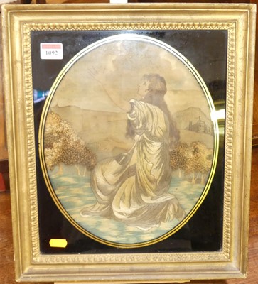 Lot 1092 - A Victorian silkwork of a robed and bathing...