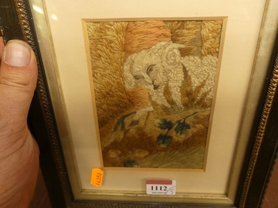 Lot 1112 - A 19th century framed woolwork depicting a ram,...