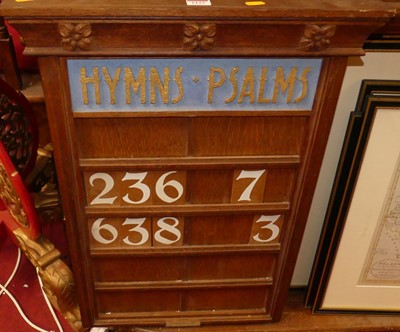 Lot 1125 - An oak hymn board, 70 x 50cm