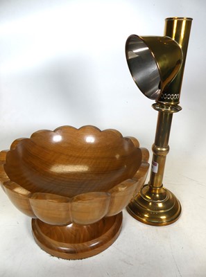 Lot 518 - A turned wooden fruit bowl, together with a...