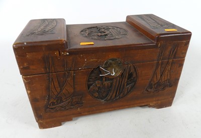 Lot 53 - A miniature Chinese camphorwood box, early...