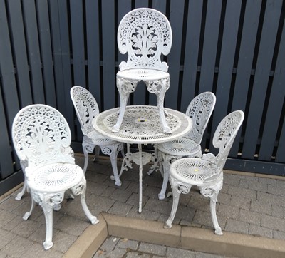 Lot 1463 - A Victorian style cast metal patio suite,...