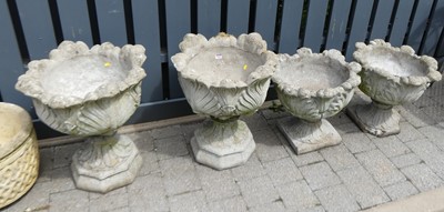 Lot 1465 - A pair of reconstituted concrete pedestal...