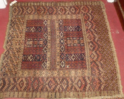 Lot 1453 - A Persian woollen Ersari Ensi rug, 140x 143cm...