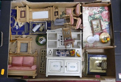 Lot 404 - A collection of dolls house furniture and...