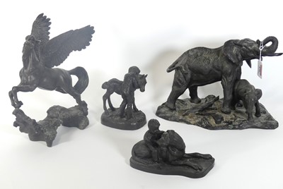Lot 476 - A Heredities bronzed resin figure group of an...