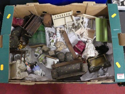 Lot 406 - A collection of dolls house furniture and...