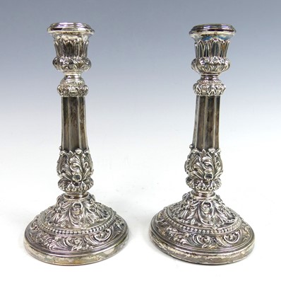 Lot 2169 - A pair of George IV silver table candlesticks,...