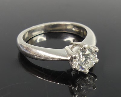 Lot 2292 - A platinum diamond solitaire ring, featuring a...