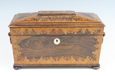 Lot 2394 - An early Victorian rosewood and burr maple tea...