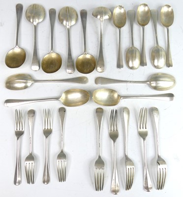 Lot 2203 - A George V silver part cutlery suite, in the...