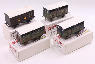Lot 198 - Four 0 Gauge plastic 7mm scale built wagons,...