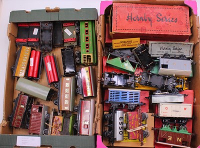 Lot 139 - Two large trays of 0-gauge rolling stock...