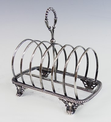 Lot 2205 - A Victorian silver six division toast-rack,...
