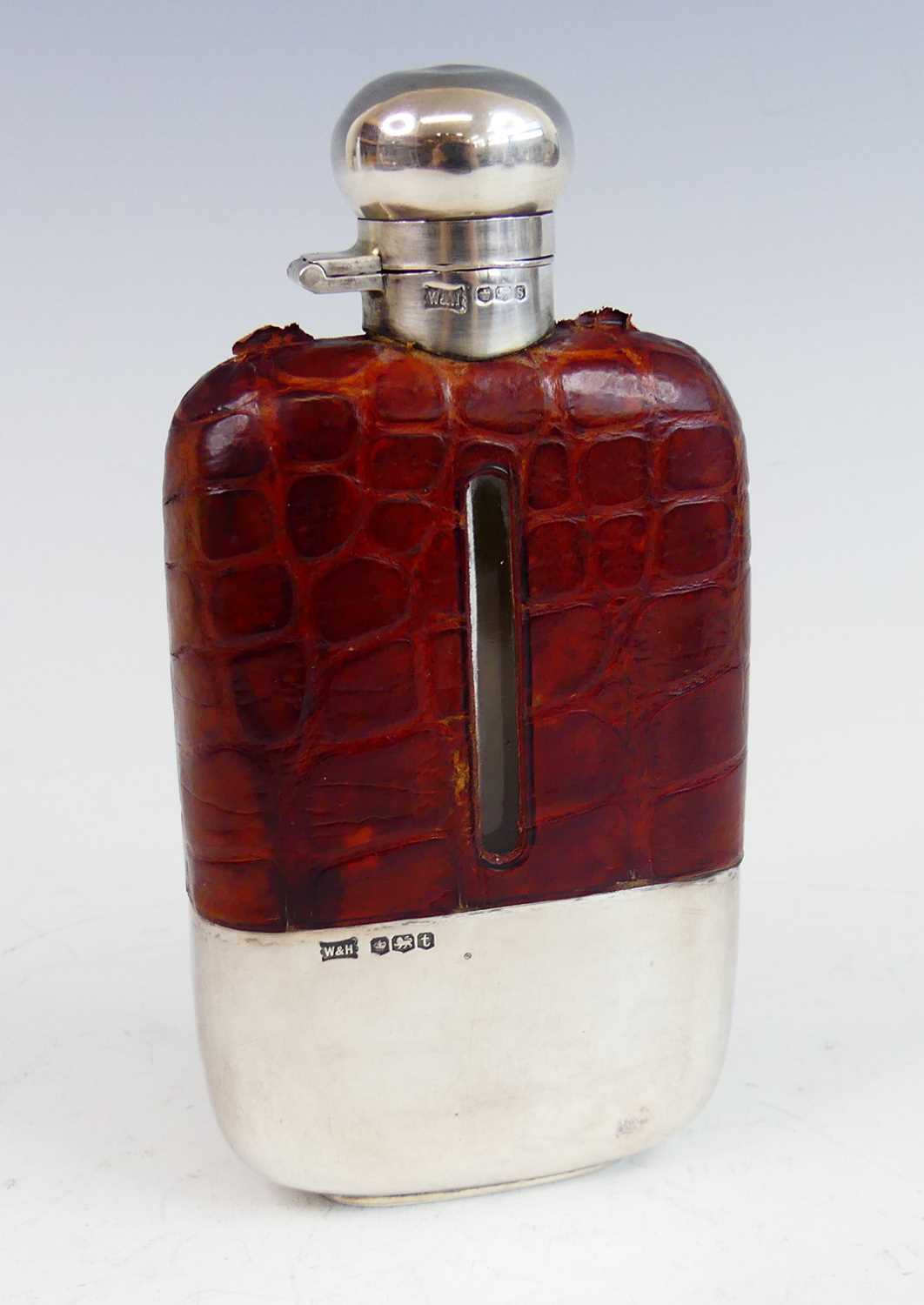 Lot 2097 - A George V silver mounted 1/3 pint hip flask,...