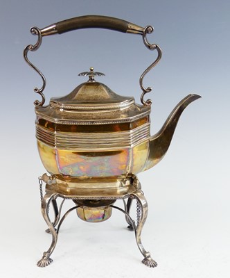 Lot 2210 - An Edwardian silver tea kettle on stand, of...