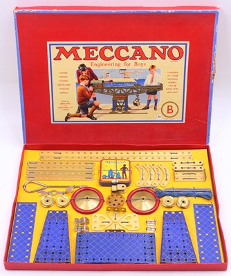 Lot 578 - Meccano outfit B, comprising blue and gold...