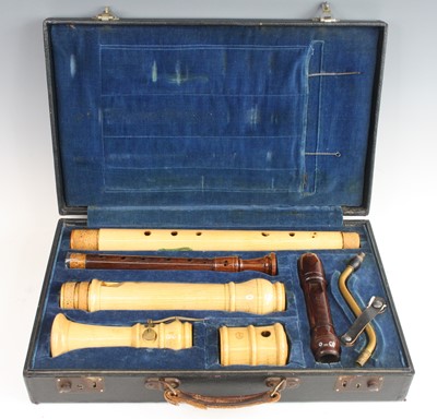 Lot 1362 - A J.M. Dolmetsch bass recorder, in four...