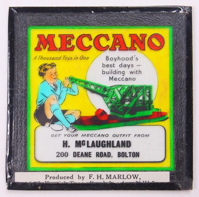Lot 647 - Meccano glass full colour advertising slide,...