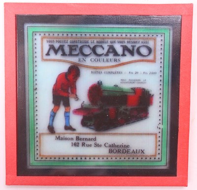 Lot 646 - Meccano glass French advertising slide,...