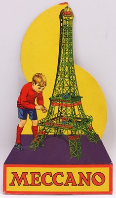 Lot 642 - Meccano card shop display sign depicting a boy...