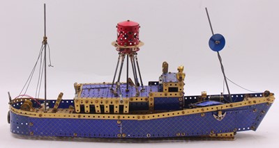 Lot 600 - Meccano made up model of a light ship, built...