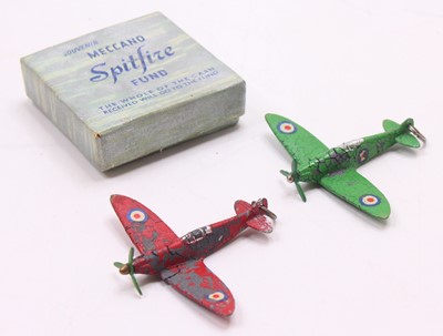 Lot 1207 - Two Dinky Meccano Spitfire Fund Spitfires, red...