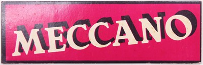 Lot 626 - Shop display Meccano show card sign, in mauve...