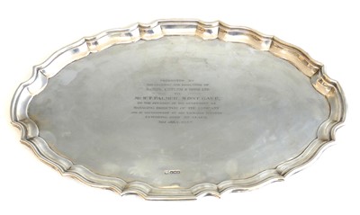 Lot 2194 - A George V silver tray, of shaped elongated...