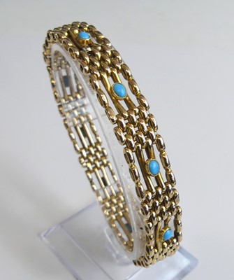 Lot 2320 - A yellow metal four-bar gate link bracelet...
