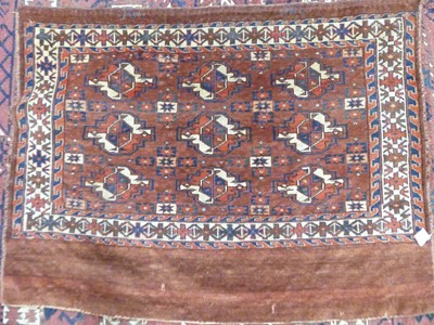 Lot 1130 - A Persian woollen Yomut bagface, 77 x 102cm....