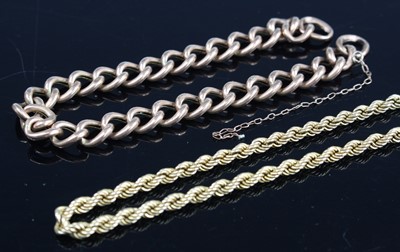 Lot 293 - A 9ct gold hollow curb link bracelet, 19cm,...