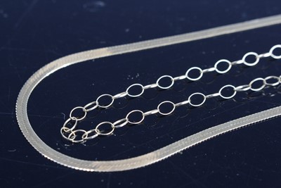 Lot 298 - A modern 9ct gold flat snake link necklace,...