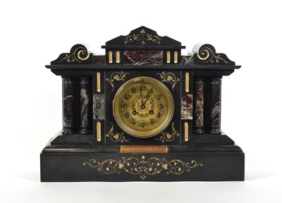 Lot 66 - A late 19th century black slate and marble...