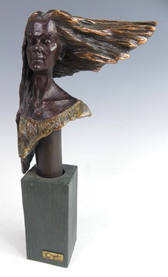 Lot 179 - After Joan Miró - Female bust, cold-painted...