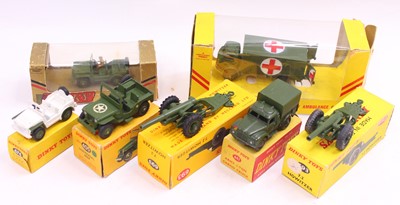 Lot 1398 - Dinky Toys group of 7 playworn military...