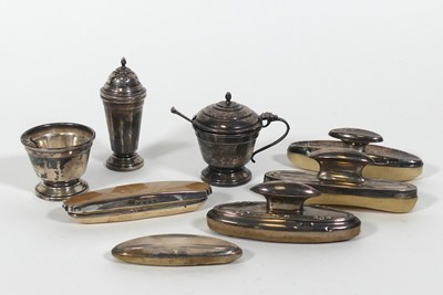 Lot 209 - A George VI silver three piece cruet set, of...