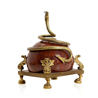 Lot 21 - A gilt bronze and hardstone centrepiece, 19th...