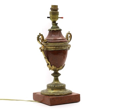 Lot 18 - A brass mounted marble table lamp, 19th...