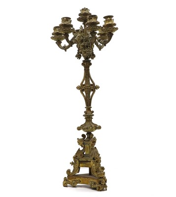 Lot 107 - A large brass seven-light candelabra, 19th...