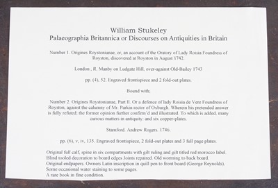 Lot 2007 - Stukeley, William: Palaeographia Britannica:...