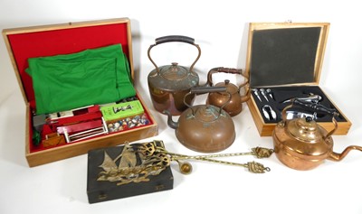 Lot 45 - A collection of metalware, to include a copper...