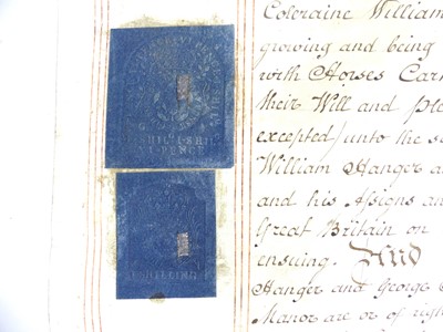 Lot 2036 - A metal deed box with contents of mainly...