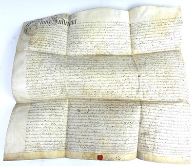 Lot 2036 - A metal deed box with contents of mainly...