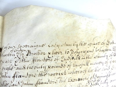 Lot 2036 - A metal deed box with contents of mainly...