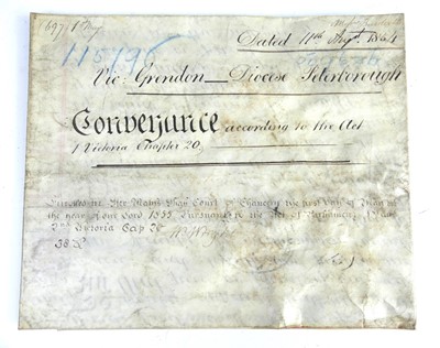 Lot 2036 - A metal deed box with contents of mainly...