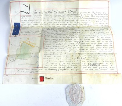 Lot 2036 - A metal deed box with contents of mainly...