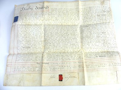 Lot 2036 - A metal deed box with contents of mainly...