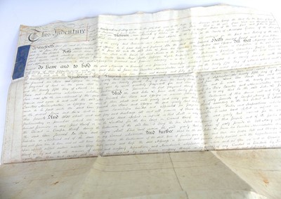 Lot 2036 - A metal deed box with contents of mainly...